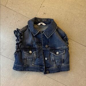 Stylish Kids Denim Jacket with Ruffle Sleeves